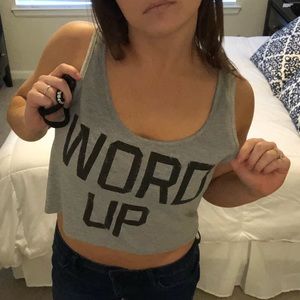 Graphic workout crop tank top